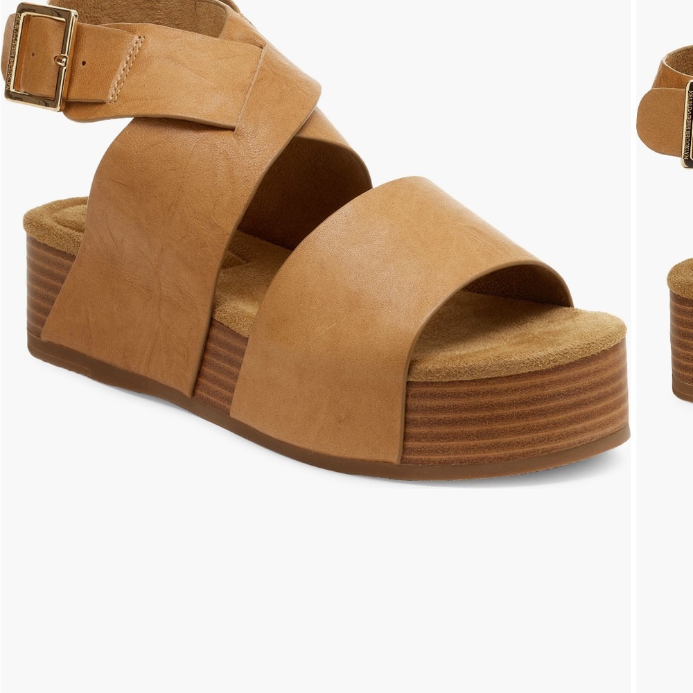 Kelsi Dagger Tan Platform Sandals with Ankle Strap